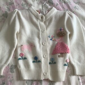 💜Kids Cream Cardigan with Pink Accents